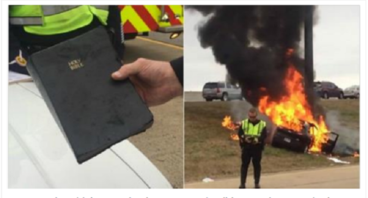 UN VIDEO  SENSAZIONALE!!! Un terribile incendio che ha sciolto tutto ciò che incontrava, nulla ha potuto sul conducente e la sua bibbia